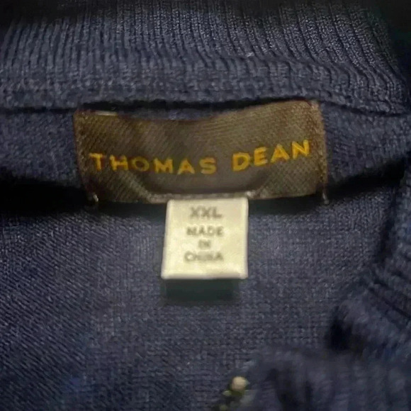 THOMAS DEAN 1/4 Zip Navy Sweater - Men’s Size XXL- NWOT Never Worn - Picture 5 of 5
